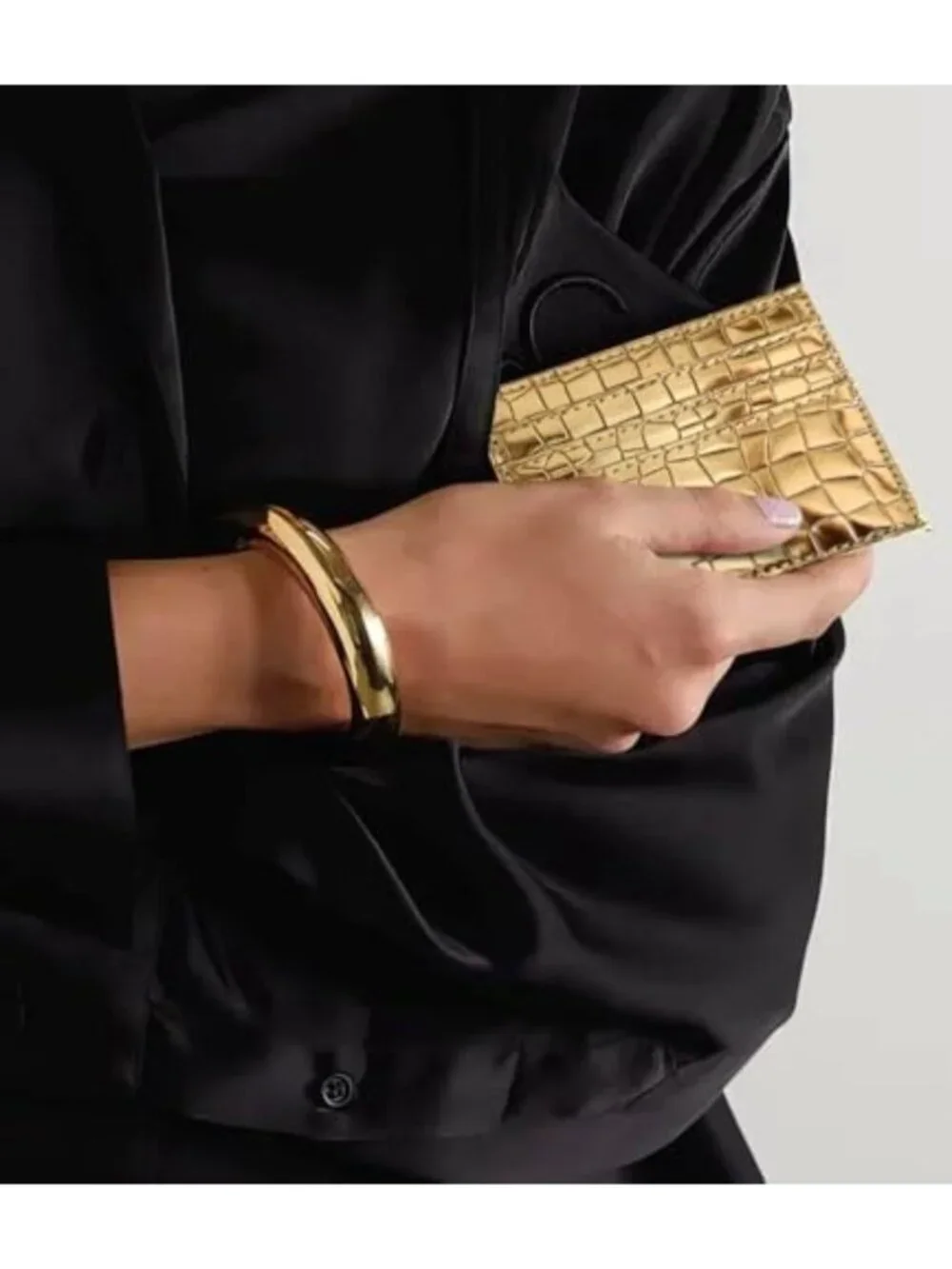 Sleek Metallic Gold Credit Card Holder Wallet | Slim Minimalist Design, Mirror
